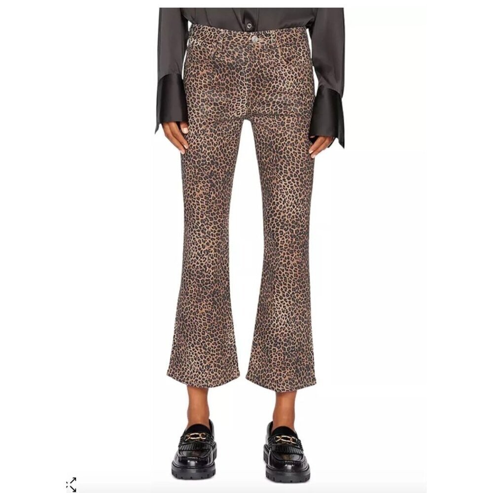 Frame Le Crop Mini Coated Bootcut Kick Flare Jeans Leopard Womens Size 24